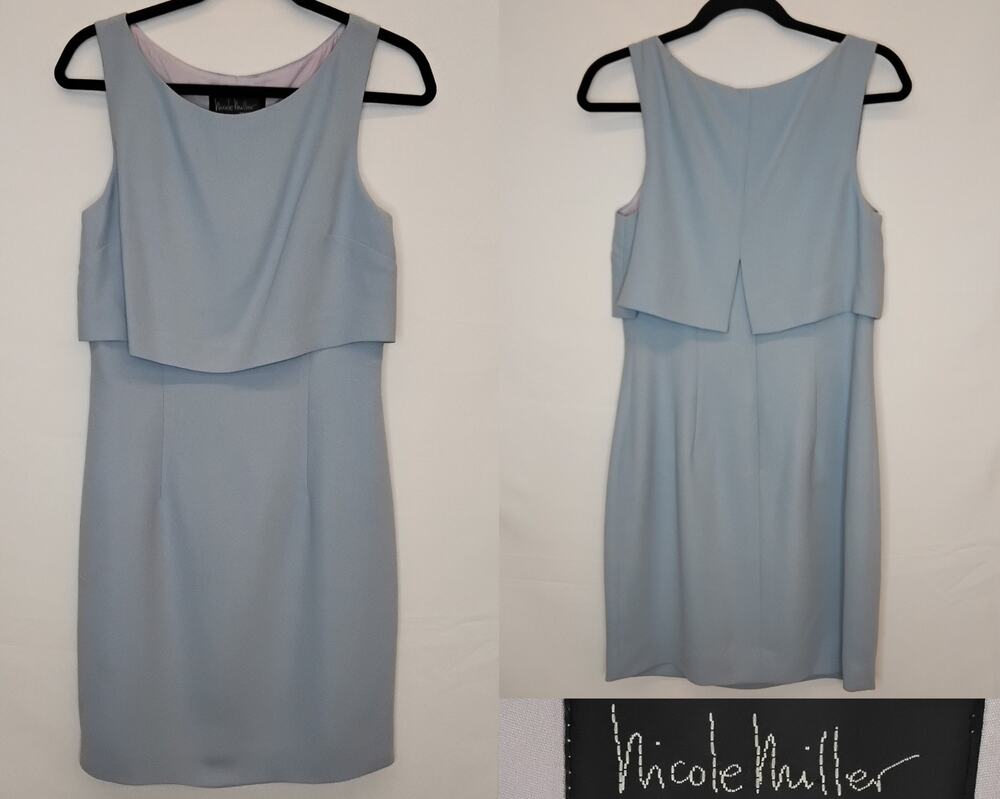 Nicole Miller Dress Women's 8 Light Blue Vintage Made in USA #J5922